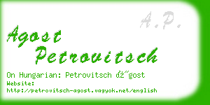 agost petrovitsch business card